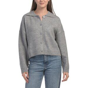 LE LIS Heather Grey Collared Cardigan